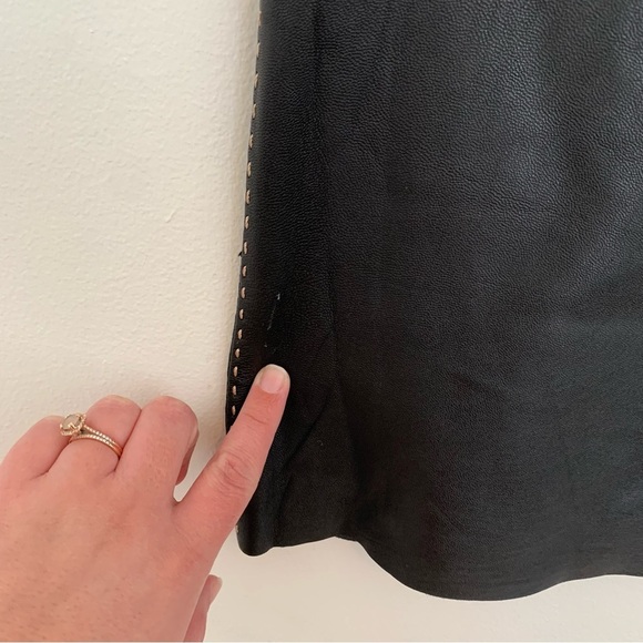 Women’s Y2K Dollhouse Leather Exposed Stitching Knee Length Skirt Size M - Picture 3 of 9